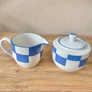 Vtg Habitat Monaco Cream & Sugar Blue White Checks